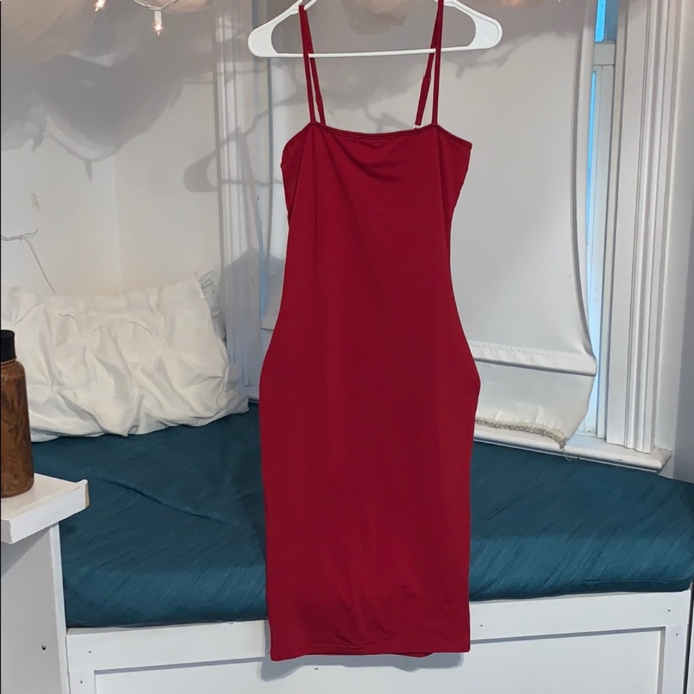 NWOT Red Bodycon T-Length Dress